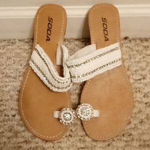 Soda Faux Leather and Rhinestone Sandals Size 7